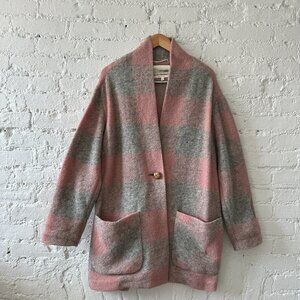 Aritzia Wilfred Free Off Duty Pink and Grey Plaid Coat